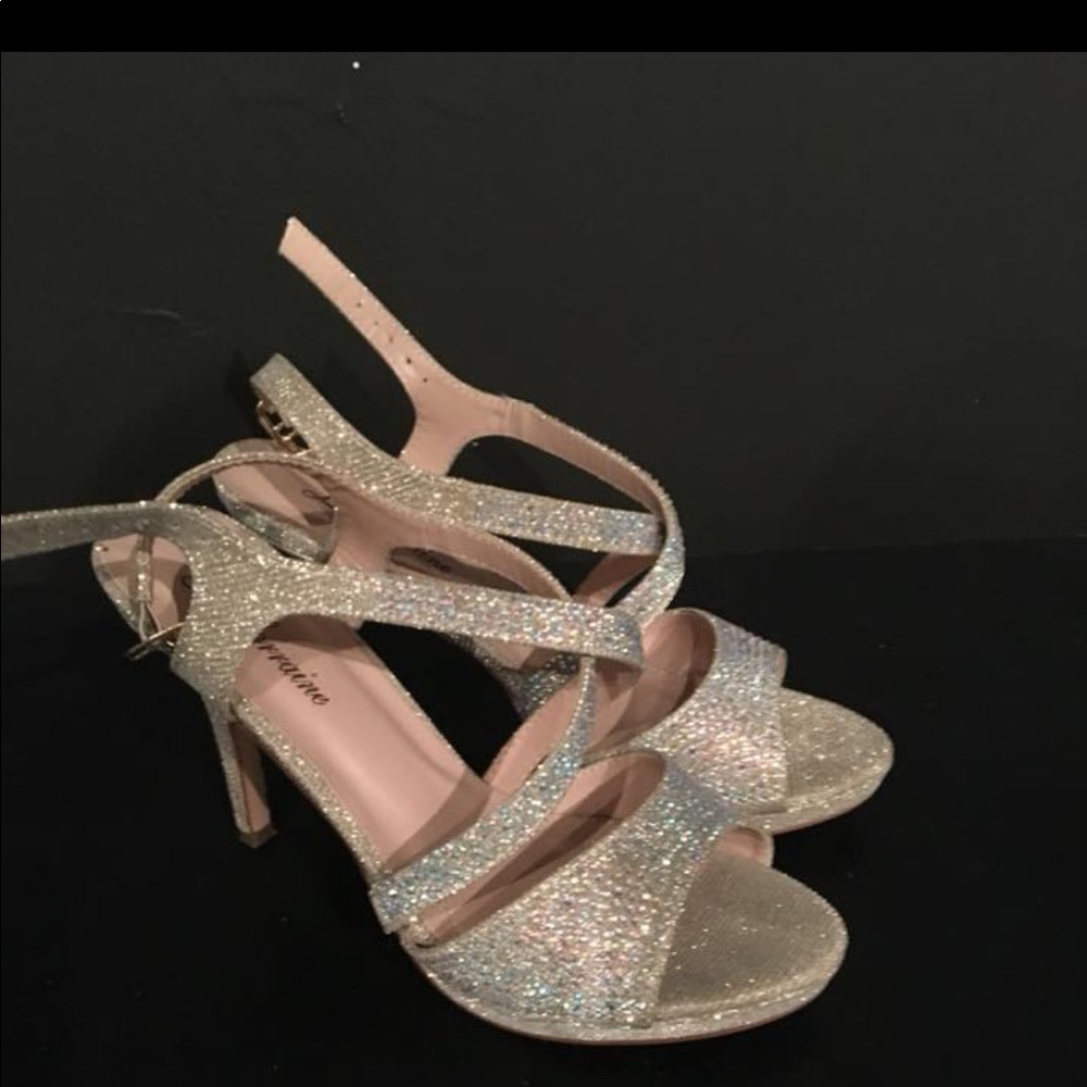 Gold ankle strap heels